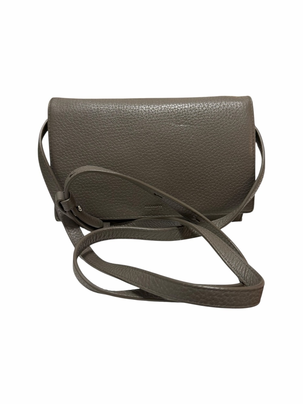 All Saints Pebbled Gray Leather Wristlet